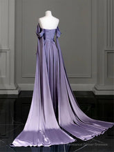 Elegant Purple Satin Prom Dress, Draped Bodice Formal Party Dress